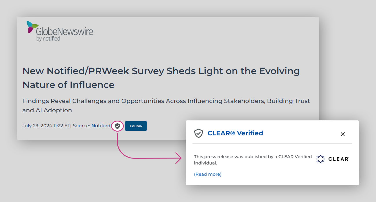 CLEAR Verified Press Releases for GlobeNewswire